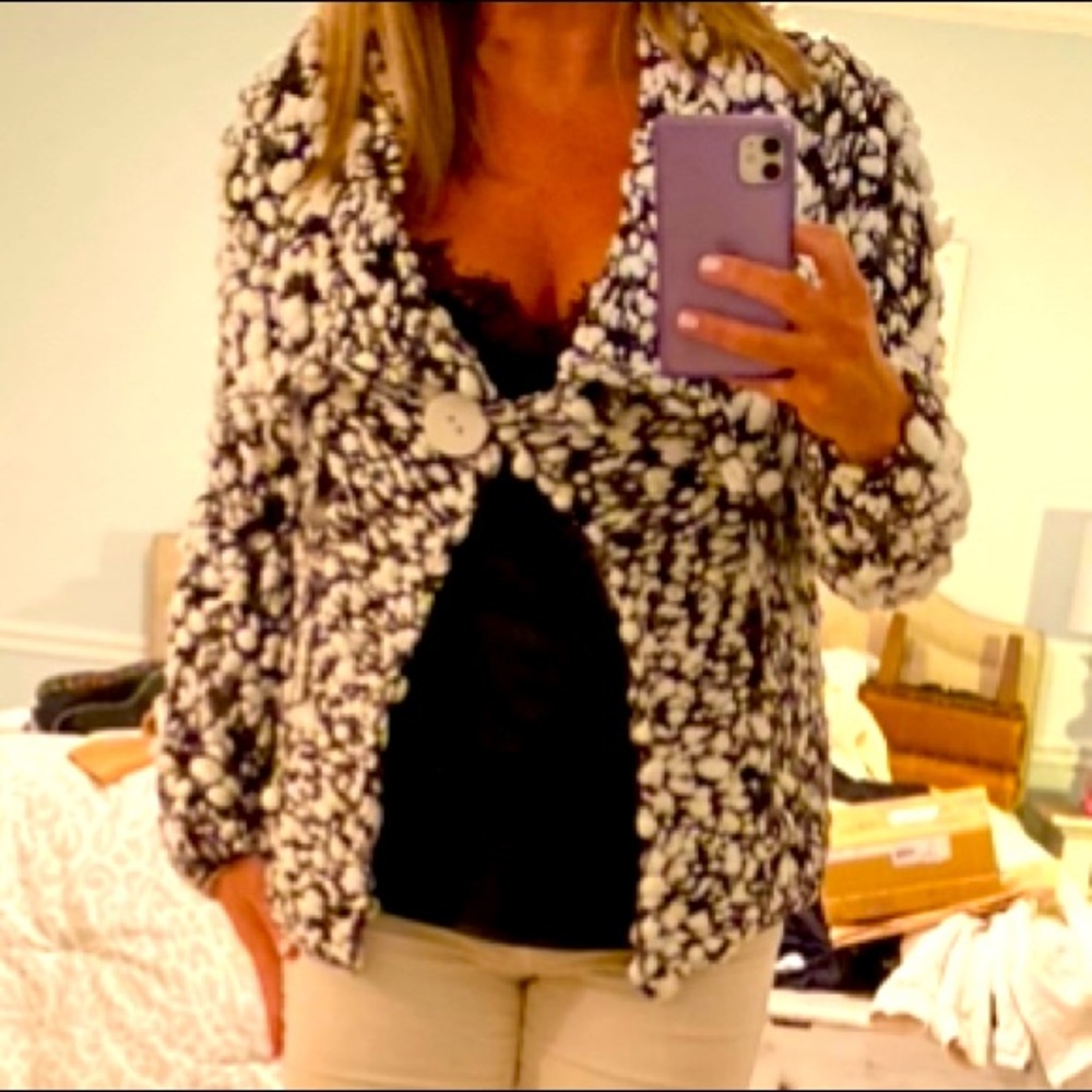 Chunky Handcrafted Cardigan Black and White